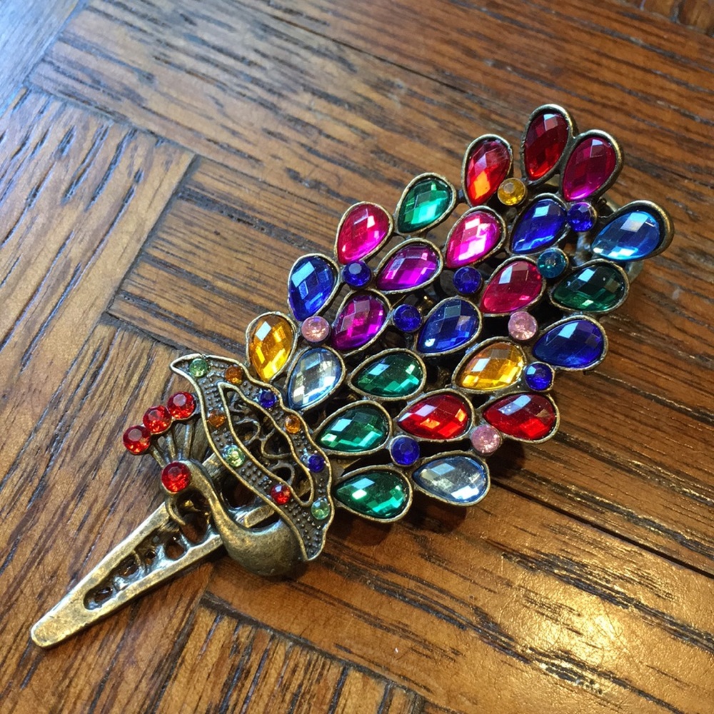 Peacock Hair Clip Multicolor - Picture 2 of 8
